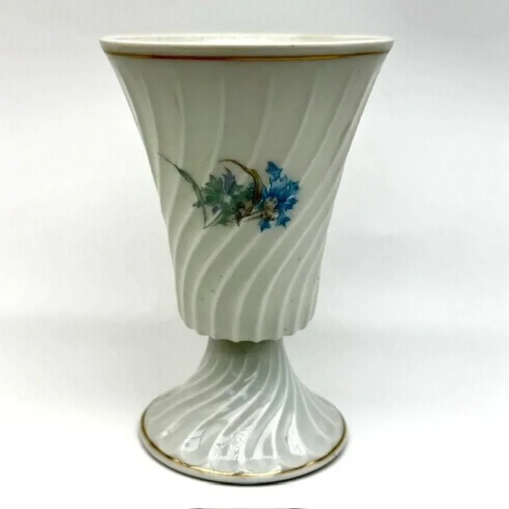 Haviland Limoges France Mazagran Cocktail Goblet Bergere Blue Floral Vase